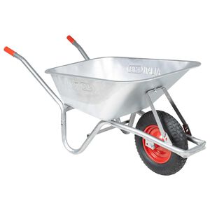 vidaXL Wheelbarrow Silver, Red Galvanized Steel, Plastic Large Durable