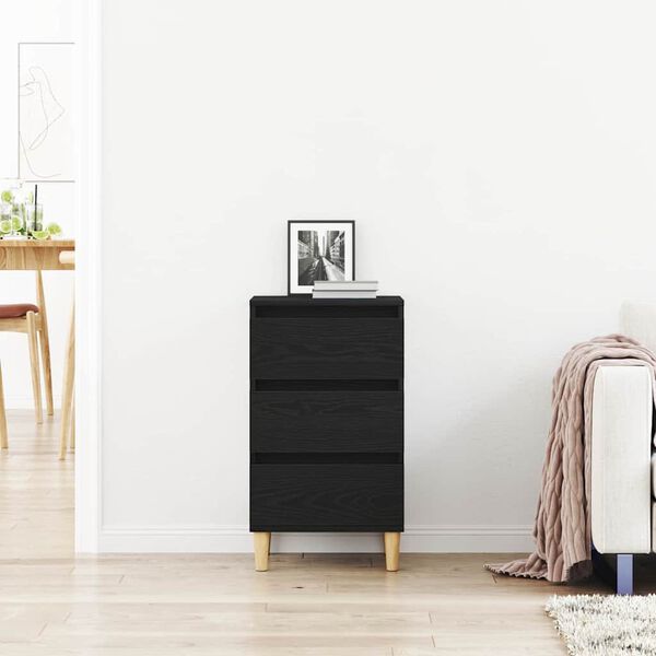 vidaXL Bedside Cabinet with Drawer Black Oak 15.75 x 13.78 x 27.56 in