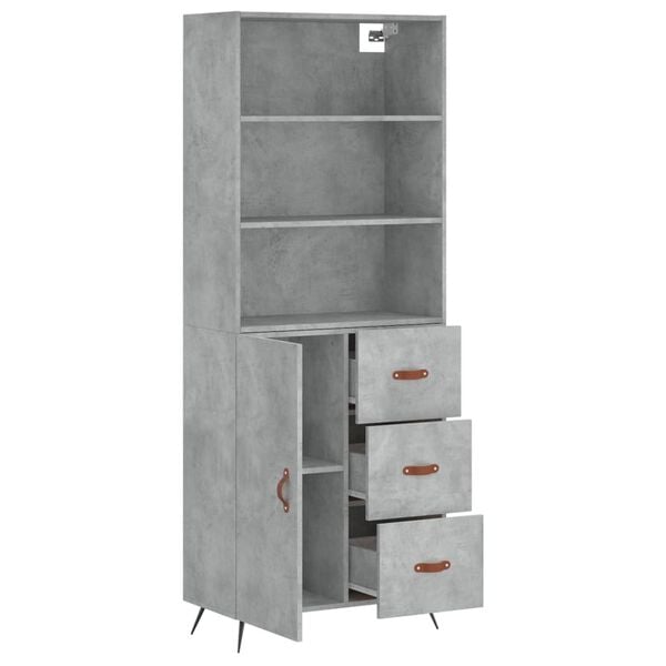 vidaXL Highboard Concrete Grey Engineered wood, iron Medium Highboard