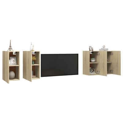 vidaXL TV Cabinets 4 pcs Sonoma Oak 12"x11.8"x24" Chipboard