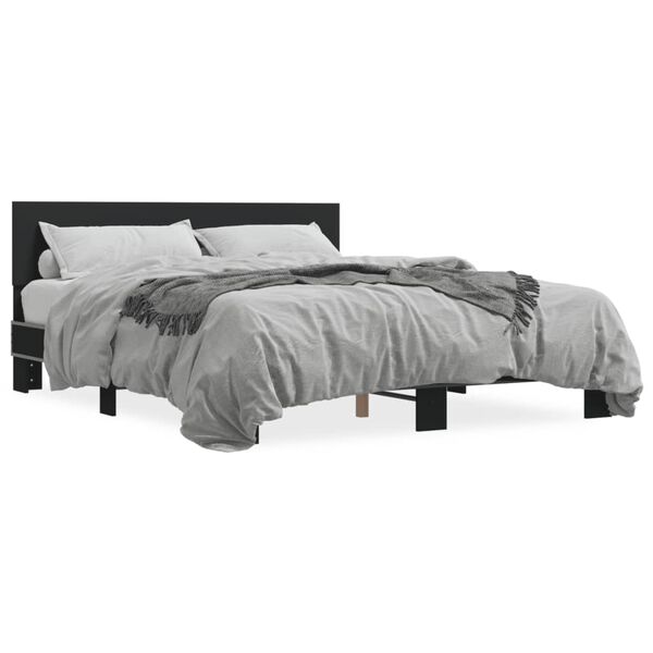 vidaXL Bed Frame Black Engineered wood King Durable Bed Frame