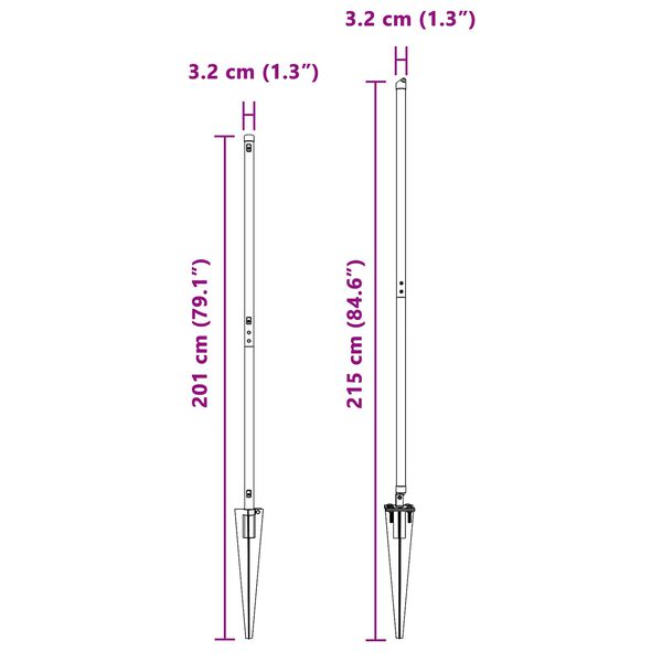 vidaXL Fence Post Other 52 pcs Grey 1.26 x 1.26 x 66.93 in Steel