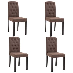vidaXL Dining Chair Set of 4 Brown Fabric and rubber wood frame Standard