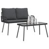 vidaXL Garden Dining Set with Cushion 2 pcs Black Poly Rattan