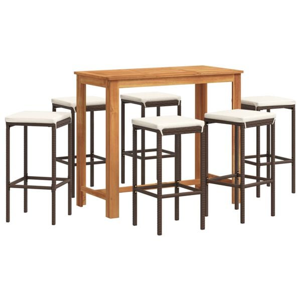 vidaXL Garden Bar Set Brown Solid Acacia Wood 7 Piece Set