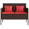 vidaXL Garden Bench Brown PE rattan, powder-coated steel Compact