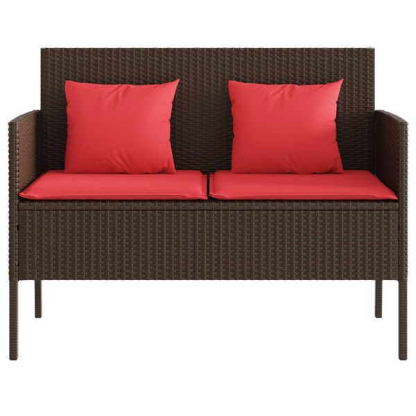 vidaXL Garden Bench Brown PE rattan, powder-coated steel Compact