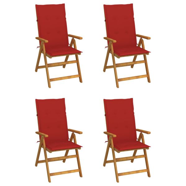 vidaXL Garden Chair Set of 4 Natural Wood Solid Acacia Wood Medium