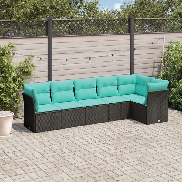 vidaXL Garden Sofa Set Black PE rattan, Powder-coated steel, Polyester