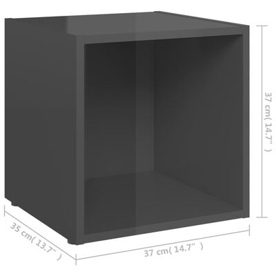 vidaXL TV Stand High Gloss Gray 14.6"x13.8"x14.6" Engineered Wood