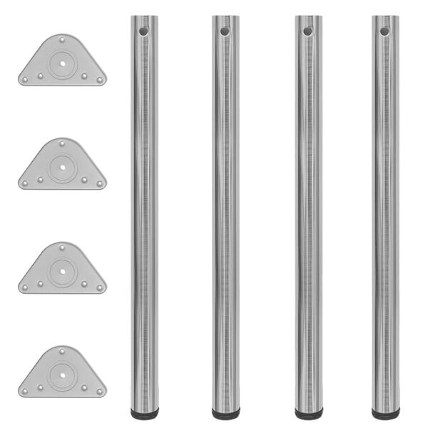 vidaXL Table Leg Set of 4 Brushed Nickel Iron Standard Adjustable Feet