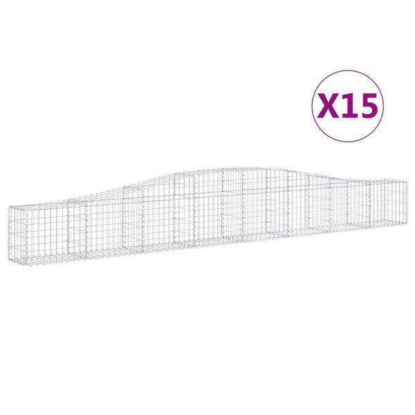 vidaXL Gabion Basket Set of 15 Silver Galvanized iron Large