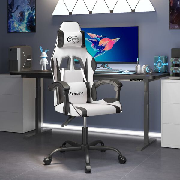 vidaXL Gaming Chair White and Black Faux Leather