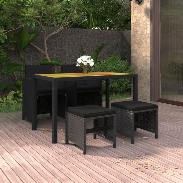 vidaXL Garden Dining Set Black