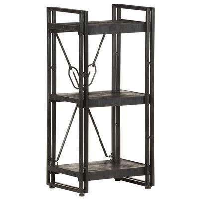 vidaXL 3-Tier Bookcase Black 15.7"x11.8"x31.5" Solid Mango Wood