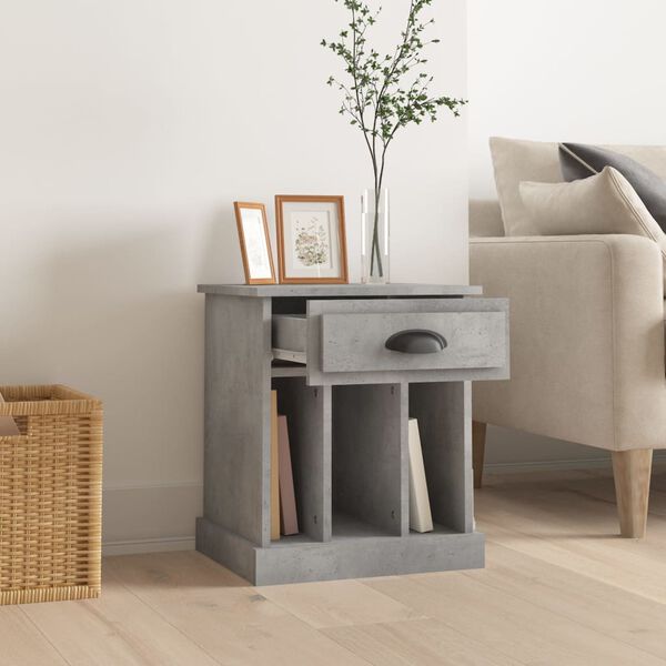 vidaXL Bedside Cabinet Concrete Grey Engineered wood Compact Nightstand