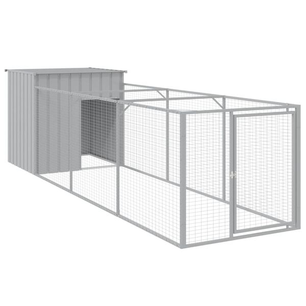 vidaXL Dog House Light grey Galvanized Steel 43.3 x 159.4 x 43.3 in