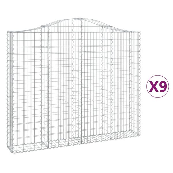 vidaXL Arched Gabion Baskets 9 pcs 78.7x11.8x160/180" Galvanised Iron