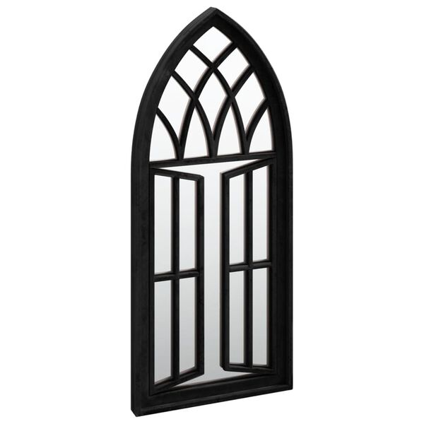 vidaXL Garden Mirror Black Iron, Glass 27.6 x 11.8 in Decorative Inlays
