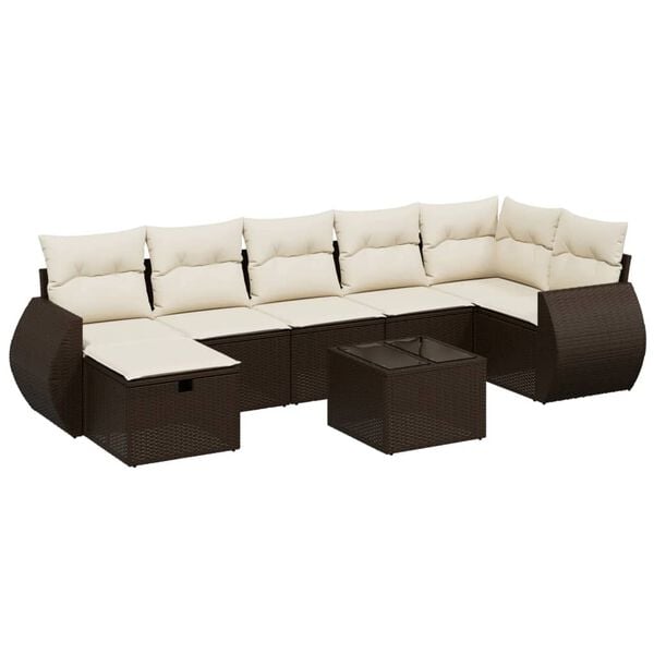 vidaXL Garden Sofa Set Brown Poly Rattan, Steel Large Modular