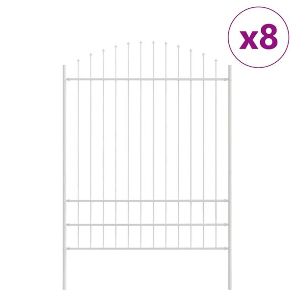 vidaXL Garden Fence 8 pcs White 66.93 x 88.58 in Powder-Coated Steel