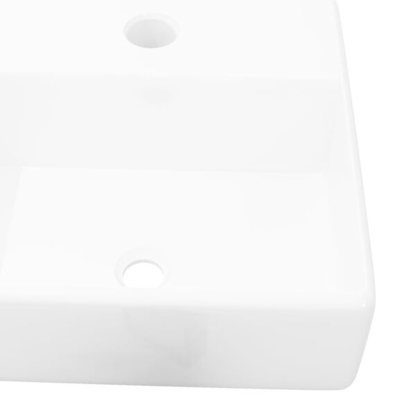 vidaXL Ceramic Bathroom Sink Basin with Faucet Hole White Square