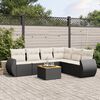 vidaXL Garden Sofa Set Black frame, Cream white cushions Poly rattan Large