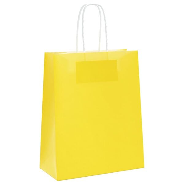 vidaXL Paper Bags 250 pcs with Handles Yellow 18x8x22 cm