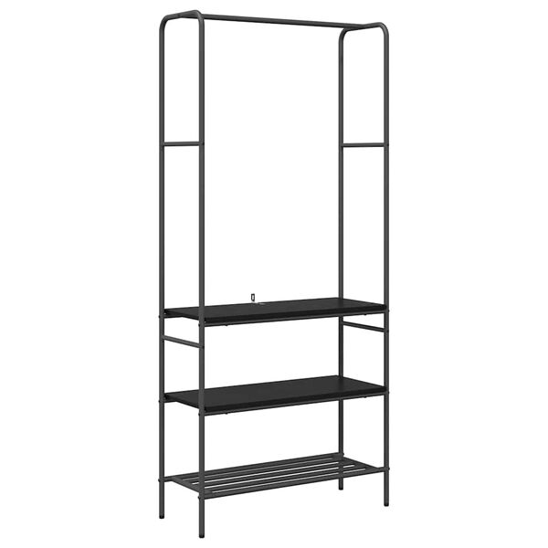 vidaXL Clothes Rack Black Oak 30.31 x 11.81 x 67.32 in Engineered Wood