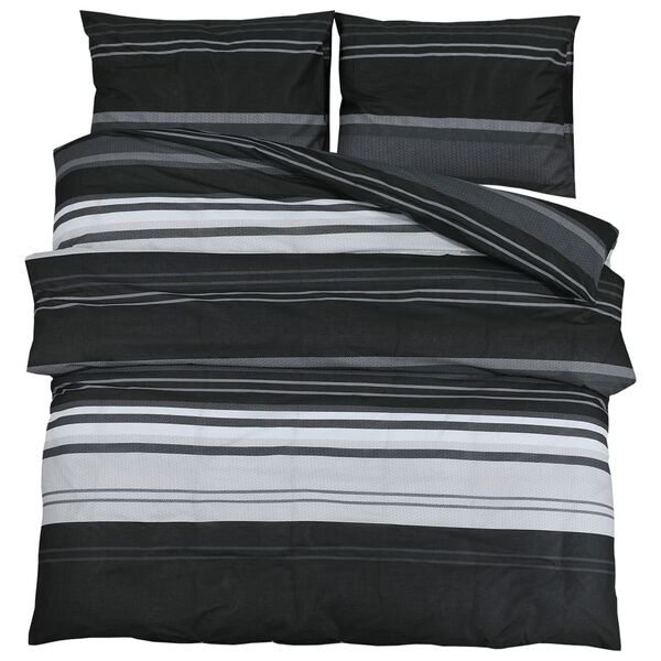 vidaXL Duvet Cover Set Set of 2 Black and White 100% Cotton King
