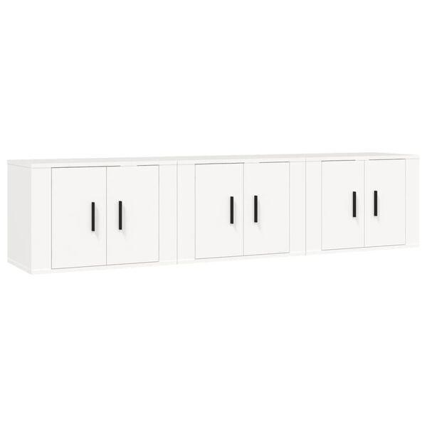 vidaXL Wall-mounted TV Cabinet Set of 3 White Engineered wood