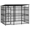 vidaXL Dog Kennel Black Powder-coated steel Large Durable Dog Kennel