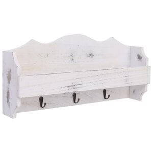vidaXL Coat Rack White Paulownia Wood Compact Wall Mounting Coat Rack