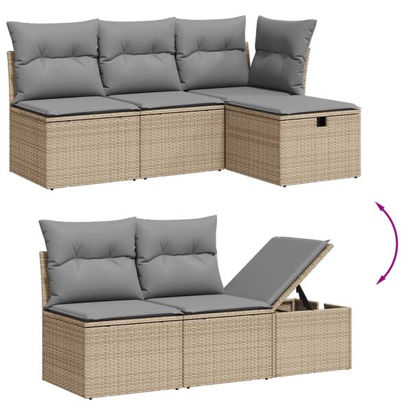 vidaXL Garden Sofa Set Mix Beige PE rattan Medium Modular