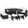 vidaXL Garden Dining Set Black PE Rattan 9 piece set Durable