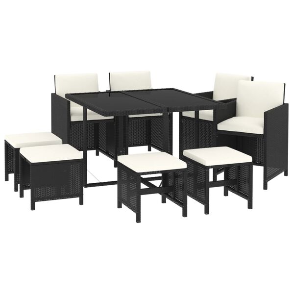 vidaXL Garden Dining Set Black PE Rattan 9 piece set Durable