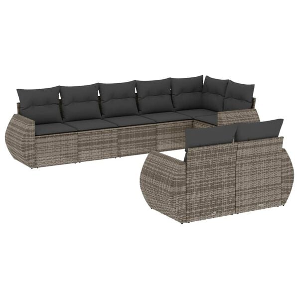 vidaXL Garden Sofa Set Grey PE rattan Large Adjustable Feet