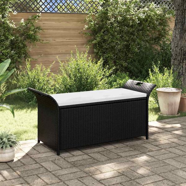vidaXL Bench Brown PE rattan Large Storage Bench Rectangular