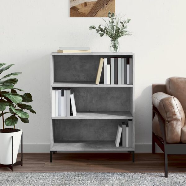 vidaXL Bookcase Concrete Grey Engineered Wood, Metal