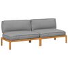 vidaXL Sofa Set with Cushion Plain Manual 2 pcs Grey Solid Acacia Wood