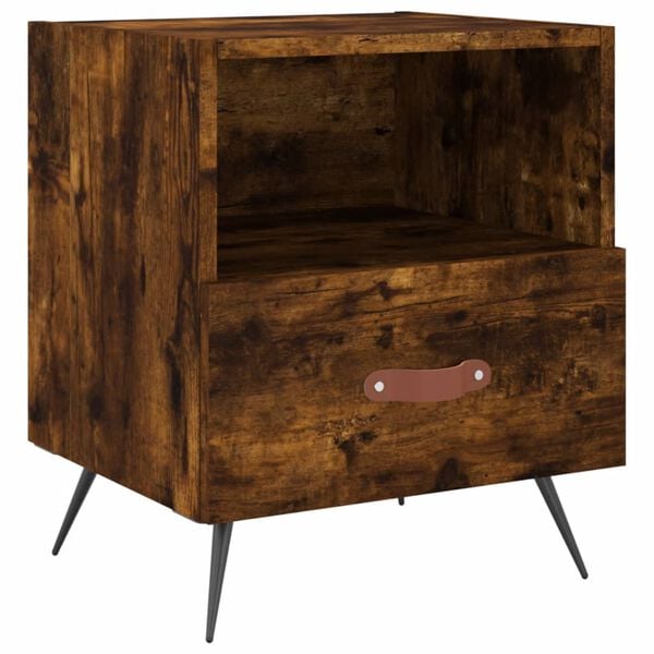 vidaXL Bedside Cabinet Smoked Oak Engineered Wood Modern Durable