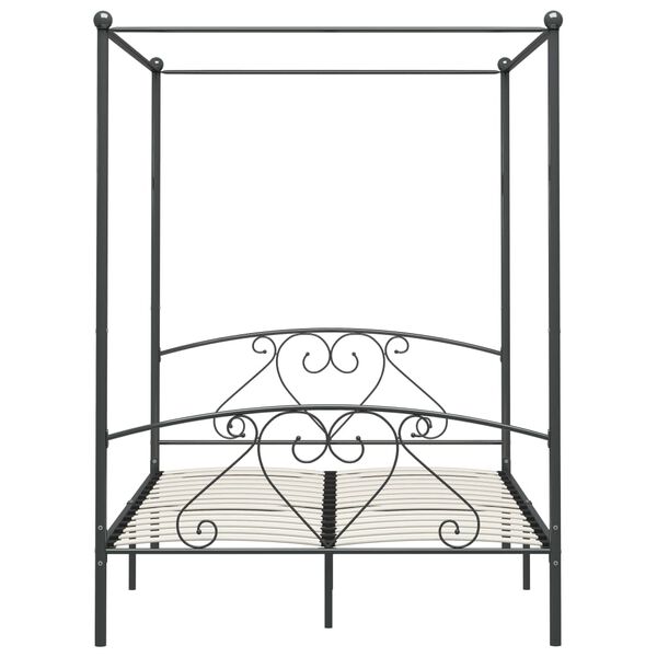 vidaXL Bed Frame Gray Metal 63 x 79 in Bed Frame Rectangular