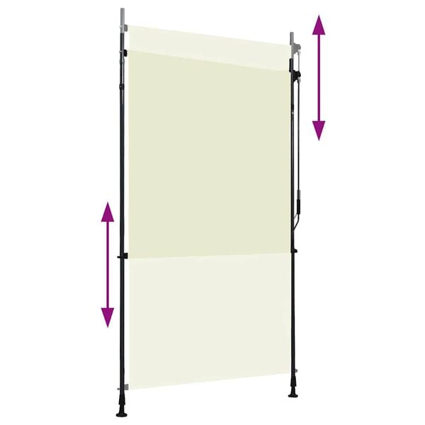 vidaXL Roller Blind Cream Polyester with PA coating, steel, aluminum