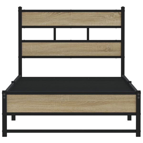 vidaXL Bed Frame Sonoma oak Steel, engineered wood Twin Bed Frame