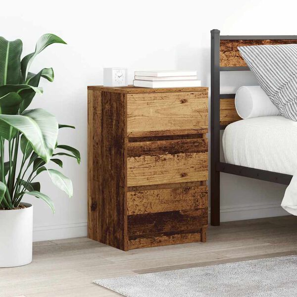 vidaXL Bedside Cabinet Set of 2 Old Wood Engineered Wood