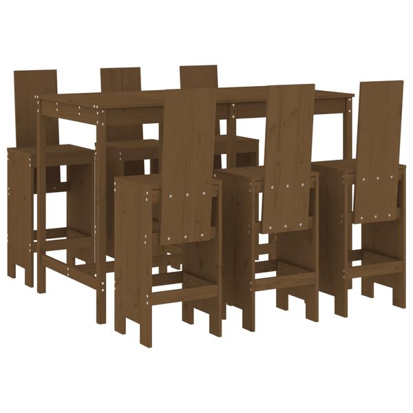 vidaXL Garden Bar Set Honey Brown Solid Pine Wood Large Footrest