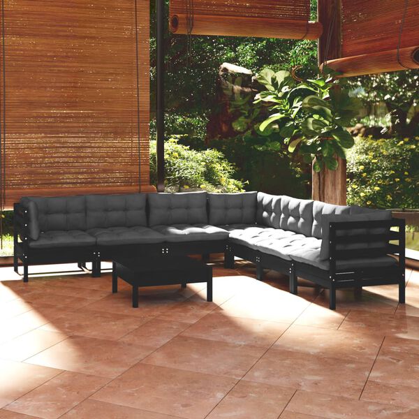 vidaXL Garden Lounge Set Black, Anthracite