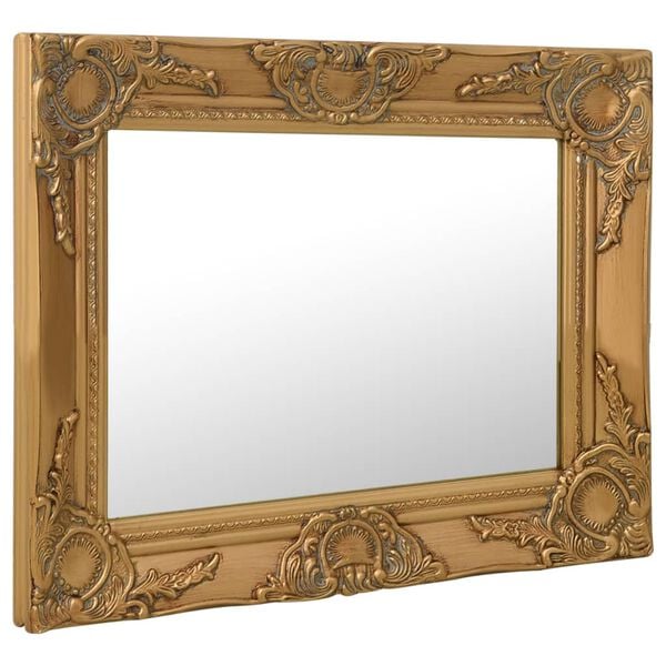 vidaXL Wall Mirror Gold Wood, glass, engineered wood 19.7 x 15.7 in