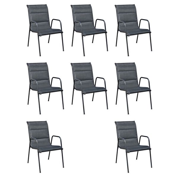 vidaXL 9 Piece Patio Dining Set Steel Black