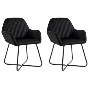 vidaXL Dining Chair Set of 2 Black Velvet and powder-coated steel